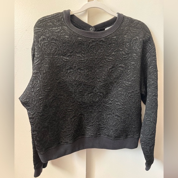 Sandro Black Textured Jacquard Sweatshirt Crew Neck - Picture 1 of 3